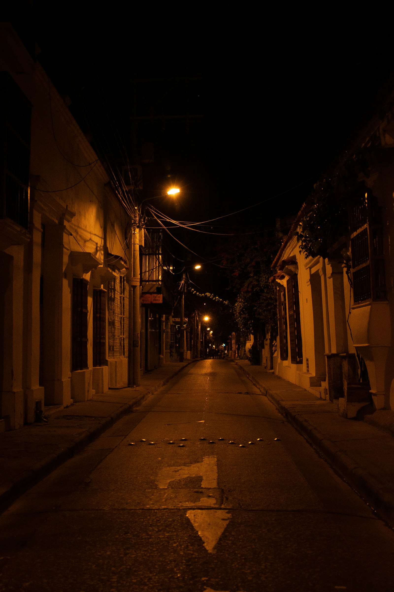 Calle del Centro Histórico de Cartagena de noche